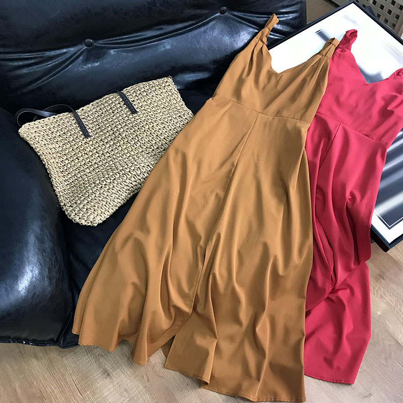 Brown 4free shipping 2021 spring Fashion and leisure like a breath of fresh air camisole Dress female new pattern Korean version Women's wear C# 3PP