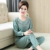 Bộ đồ ngủ cotton cho phụ nữ trung niên mùa xuân và mùa thu cotton dài tay XL dịch vụ tại nhà phù hợp với phụ nữ trung niên