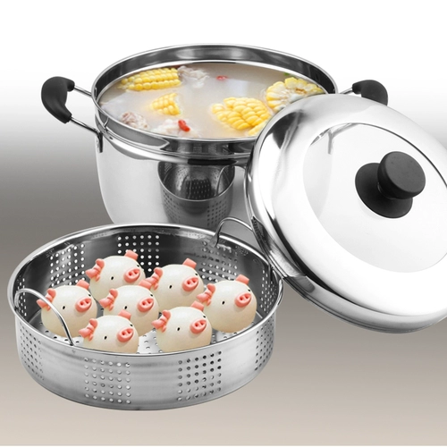 Толстый пароход 304 Утолщение из нержавеющей стали из японского пароварка Комбинированное покрытие Soup Pot Электромагнитная плита Universal 22-26см