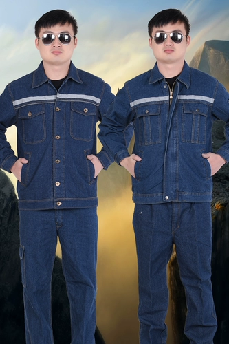 Осень и зимняя толстая джинсовая одежда Установите мужскую проект строительство трудовой страховой фабрик