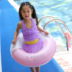Trẻ em bơi vòng nách cô gái chơi nước nổi thỏ hoạt hình bơm hơi tai thỏ dày có tay cầm phao bơi chống lật cho be Cao su nổi