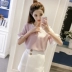 Xù tay áo thun voan nữ áo thun 2018 mới của Hàn Quốc phiên bản của chiếc áo sơ mi ngắn tay siêu cổ tích thanh lịch hoang dã áo sơ mi nhỏ thủy triều áo phông nữ rộng Áo phông