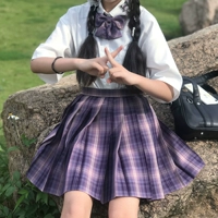Радужная оригинальная студенческая юбка в складку, японская школьная юбка для школьников, сиреневая мини-юбка, сделано на заказ