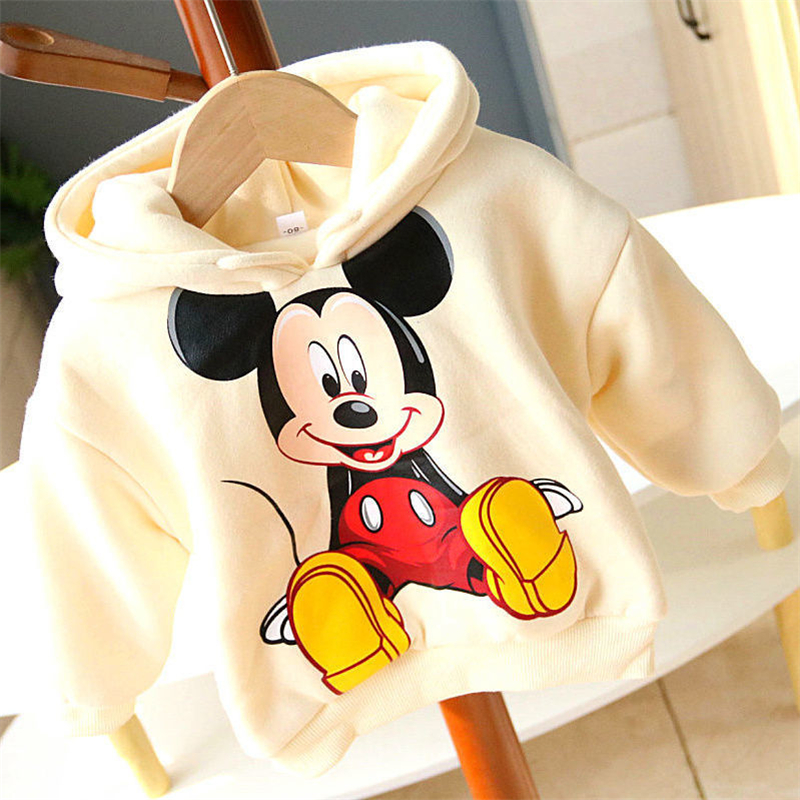 Off White (Plush)Autumn and winter baby Plush hoodie  Primary and secondary school children male girl thickening Sweater children Korean version Foreign style Mickey jacket tide
