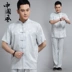 Tang phù hợp với nam Trung Quốc áo khoác giản dị gió nam phù hợp với trung niên vải thô áo sơ mi cotton quốc phục Trang phục dân tộc