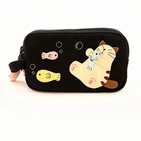 Nhật Bản minh họa dễ thương cá mèo bông táo 7PLUS nữ túi điện thoại di động màn hình lớn cổ tay túi dây kéo túi điện thoại túi đeo chéo lv