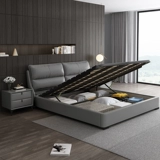 Легкая роскошная кожаная кровать современная минималистская двуспальная кровать означает минималистскую кровать главная спальня свадебная кровать онлайн красная кровать мягкая сумка