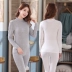 Qiu Yi Qiu Bà Modal Slim Đầm bộ đồ lót nhiệt mỏng Set mùa thu đông trung cổ áo len cotton - Phù hợp với nóng lên