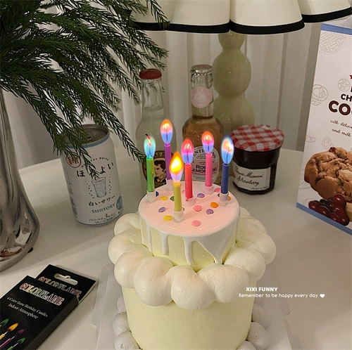 Ins color flame candle carte cake decorative wax light liner festival festival ceremonies
