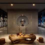 Rễ khắc bàn trà gỗ rắn biển vàng Nanmu Rễ khắc bàn cà phê tổng thể gốc cây Kung Fu bộ bàn trà gỗ tại chỗ - Các món ăn khao khát gốc