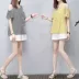 Phụ nữ mang thai phù hợp với mùa hè 2018 mới của Hàn Quốc thời trang giản dị lỏng lẻo đơn giản quây hai mảnh mang thai phù hợp với váy áo bà bầu mùa hè Áo thai sản