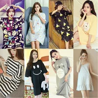 Nightdress nữ mùa hè Hàn Quốc phiên bản của bông tươi ngắn tay phần dài của những gì dễ thương đồ ngủ mùa hè wearable XL váy ngủ sexy