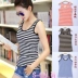 Cộng với phân bón XL phụ nữ béo mm sọc áo vest nữ mùa hè mỏng sling bên trong áo sơ mi không tay cotton