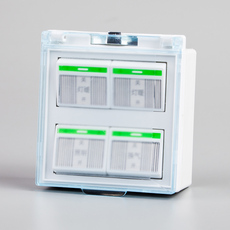 Блок выключателей 浴室灯暖浴霸明装四开开关卫生间4开开关带明装底盒防水翻盖开关