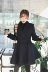 HOTDOG len màu đen áo khoác nữ phần dài eo Hàn Quốc sinh viên Hồng Kông phong cách retro chống mùa áo len Accentuated eo áo