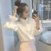 Mùa thu mới Hàn Quốc phiên bản của bong bóng lỏng đèn lồng tay áo áo sơ mi trắng thời trang tính khí kích thước lớn dài tay áo sơ mi cô gái sơ mi dài tay nữ Áo sơ mi