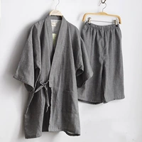 Phụ nữ Nhật Bản cotton gạc kimono đồ ngủ hấp bộ đồ Xia Zhong tay áo quần short dịch vụ nhà - Bộ Pajama thời trang công sở