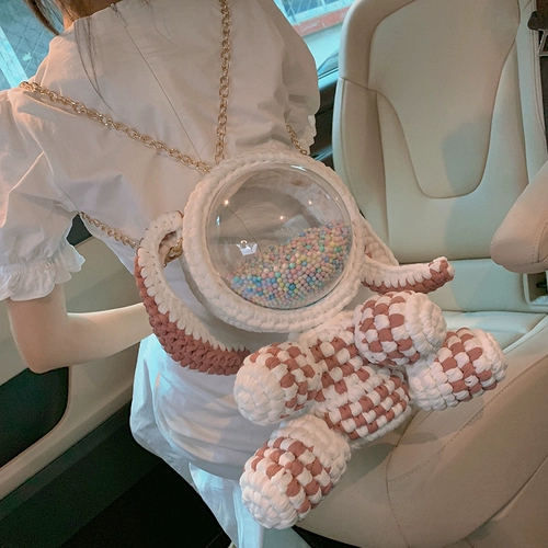 Вязаная сумка ручной работы, плетеный набор материалов, крючок для вязания, милый прозрачный кролик, рюкзак, DIY