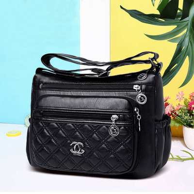 质感女包2021新款百搭中年包包女单肩包时尚大气妈妈包多层斜挎包