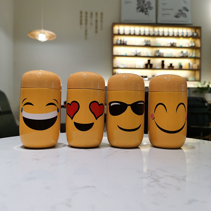 可爱笑脸表情不锈钢保温杯子迷你小巧卡通
