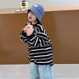 Базовая приятная телу весенняя футболка, лонгслив для мальчиков, детская одежда, оверсайз