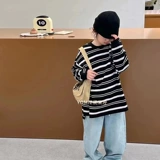 Базовая приятная телу весенняя футболка, лонгслив для мальчиков, детская одежда, оверсайз