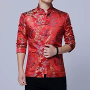 Phong cách Trung Quốc phù hợp với nam phù rể cổ áo cổ áo phù hợp với chú rể Trung Quốc áo cưới chủ trang phục tự tu - Trang phục dân tộc