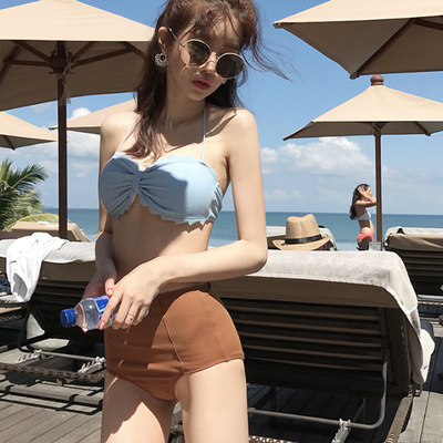 Bộ bikini giảm béo eo cao mới của Hàn Quốc ngực nhỏ tập hợp áo tắm nữ mùa xuân nóng bỏng - Bikinis bộ bơi dài tay nữ Bikinis