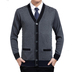 Cardigan nam dài tay áo cổ chữ V người đàn ông trung niên của cardigan cha mặc trung niên dày áo len mở dày áo khoác Áo len