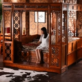 Династийные династии Мин и Цин Античтные кровати, встроенные в кровати китайскую сплошную кровать с двумя двойными кроватями.