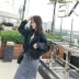 Zeng Xiaoxian 2018 mùa thu mới phong cách Hàn Quốc Hồng Kông hương vị retro chic da phụ nữ ngắn xe máy coat jacket Quần áo da
