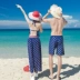 Những người yêu thích áo tắm thiết lập ba mảnh kỳ nghỉ bên bờ biển gợi cảm cặp đôi người mẫu spa ngực nhỏ tụ tập đồ bơi đôi - Vài đồ bơi 	đồ đôi đi biển màu xanh Vài đồ bơi