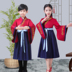 Hanfu Children Trang phục âm nhạc Trung Quốc Cô gái Phong cách Trung Quốc 襦 váy Khổng Tử Trung Quốc hiếu thảo ba chữ mở lễ biểu diễn bút - Trang phục đồ trẻ em đẹp Trang phục