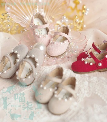 taobao agent Bjd doll shoes flat feet wearing pearl petals Maryzhen velvet flat shoes 6 points yosd 4 points giant baby MSD