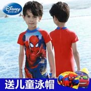 Áo tắm Disney Disney cho bé trai Người nhện Captain America Kem chống nắng Siamese Áo tắm ấm - Bộ đồ bơi của Kid