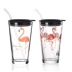 Flamingo Cup nữ sinh viên Hàn Quốc phiên bản cốc thủy tinh tươi và đơn giản với cọng rơm tùy chỉnh Hàn Quốc dễ thương cốc uống nước đẹp Tách