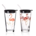 Flamingo Cup nữ sinh viên Hàn Quốc phiên bản cốc thủy tinh tươi và đơn giản với cọng rơm tùy chỉnh Hàn Quốc dễ thương