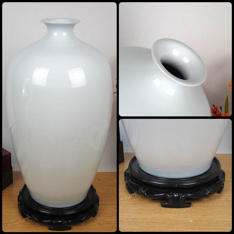 景德镇陶瓷器大号花瓶纯白色瓷瓶摆件素烧白瓷胎现代简约家居装饰