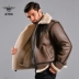 Nhập khẩu chính hãng áo khoác lông cừu ALPHA Alpha B-3 tích hợp áo khoác da nam B3 spot leather - Quần áo lông thú