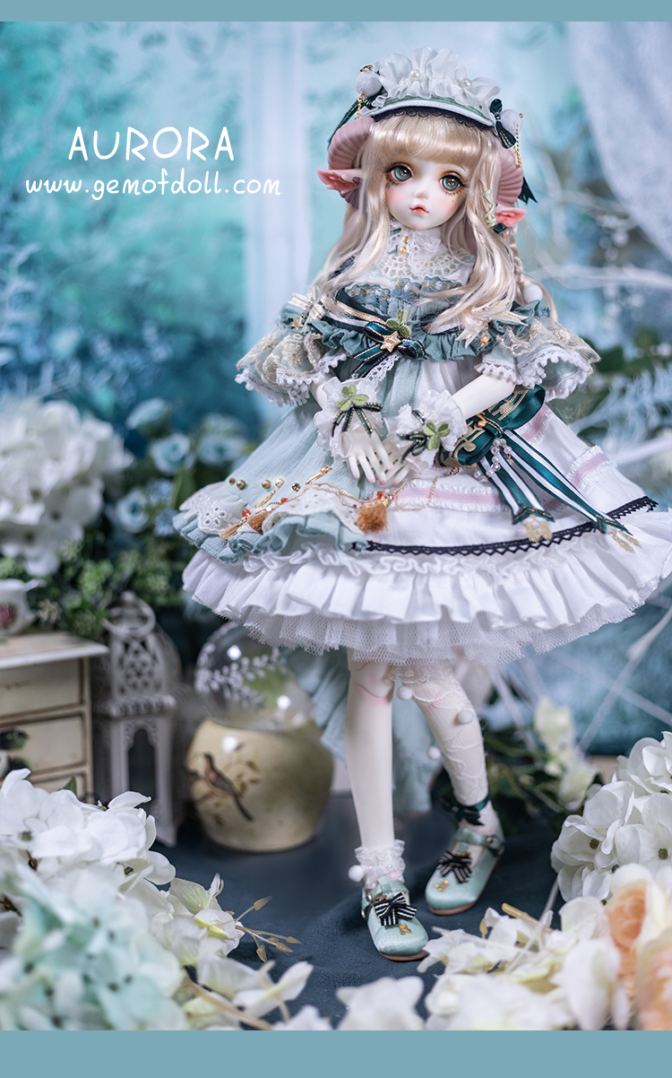 【GemofDoll Baby Clothes and Wig and Shoes】1/4 BJD Doll Clothes Girl Aurora  AuroraClothes Set Comprehensive