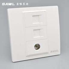 Розетка 86型暗装双电脑加电视二位网线有线tv插座网络光纤面板网络模块插