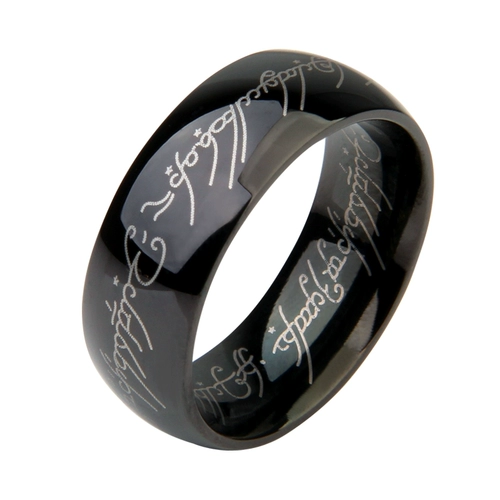Черное модное кольцо из нержавеющей стали, аксессуары в стиле хип-хоп, властелин колец, на указательный палец