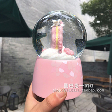 Starbucks 星巴克2018年樱花季粉色花瓣春季甜点音乐水晶球音乐盒