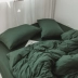 Mới gần mềm đan bông màu rắn bông denim Fitted Tianzhu giường bông màu vải quilt caramel - Bộ đồ giường bốn mảnh Bộ đồ giường bốn mảnh