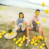 Фотостудия, свадебное платье, детский фотореквизит, имитация желтого и зеленого лимона, фрукты, ломтики арбуза, очки, желтое украшение, съемка