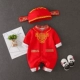 Quần áo trăng tròn cho bé 06 tháng Quần áo sơ sinh trăm năm lễ hội nam và nữ mùa thu jumpsuit đỏ Trung Quốc - Áo liền quần