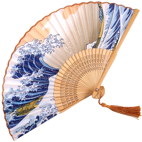 Японский фанат японский стиль и фанат складки ветра Ukiyo -painted Kanagawa Hayawa Fuji горы Ветры Бога Громо Боже, Ниуто украшение