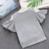 Cô gái ngắn tay T-Shirt 2018 mùa hè mới trẻ em nhỏ của bé cotton Hàn Quốc phiên bản của off-the-vai bay tay áo sọc tops Áo thun