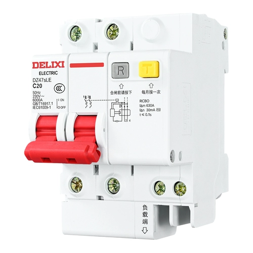 Delixi Air Switch с утечкой Protector 63A Выключатель для домашней цепи 220 В воздушный отверстие 2P Утечка 32A Короткое замыкание