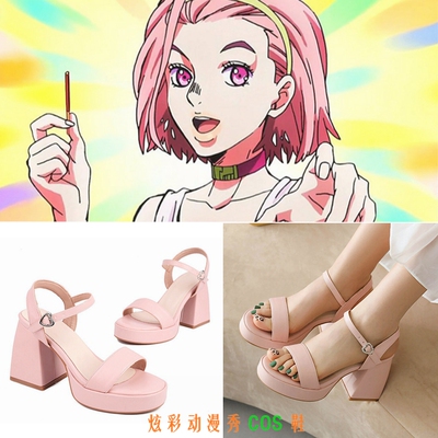 taobao agent Free shipping Jojo's wonderful adventure Sugimoto Katsuya cos shoe anime cosplay props shoes pink sandals